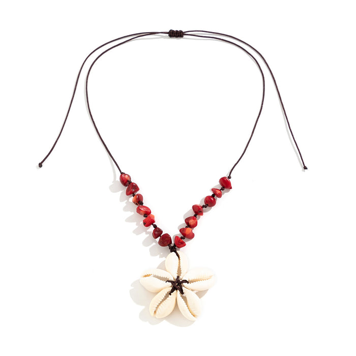 Wholesale Retro Ethnic Style Resin Shell Splicing Flower Adjustable Necklace JDC-NE-DaoNi006