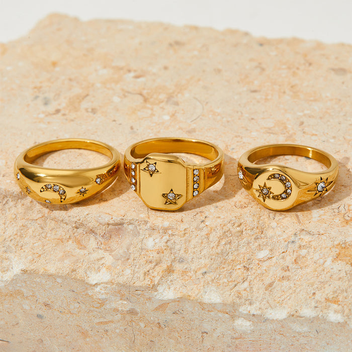 Wholesale Stainless Steel Star and Moon Ring