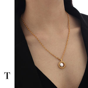 Wholesale Button pendant necklace, gold-plated collarbone chain