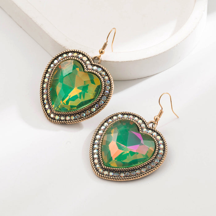 Wholesale Retro Heart Turquoise Inlay Earrings