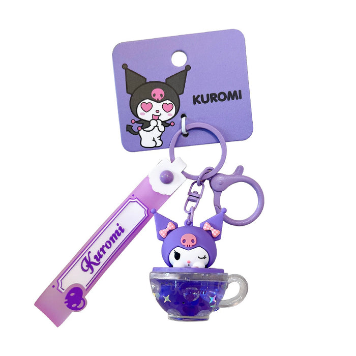 Wholesale Acrylic Coffee Cup Cute Liquid Quicksand Keychain JDC-KC-YanG064