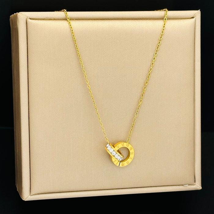 Wholesale titanium steel Roman numeral necklace set