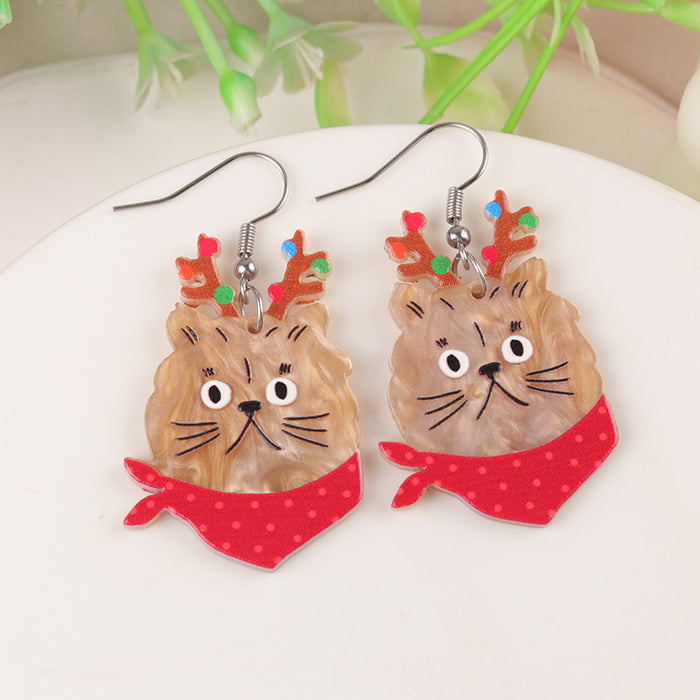 Wholesale Cartoon Christmas Series Elk Gloves Acrylic Earrings Exaggerated Design Earrings