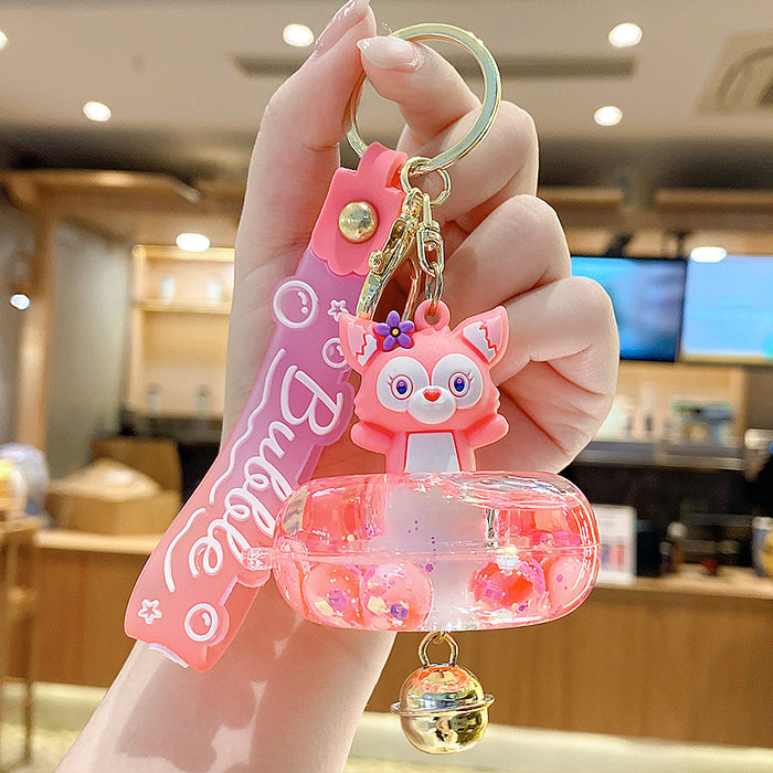 Wholesale Cute Donut Design Crystal Sand Floating Keychain Acrylic Accessory
