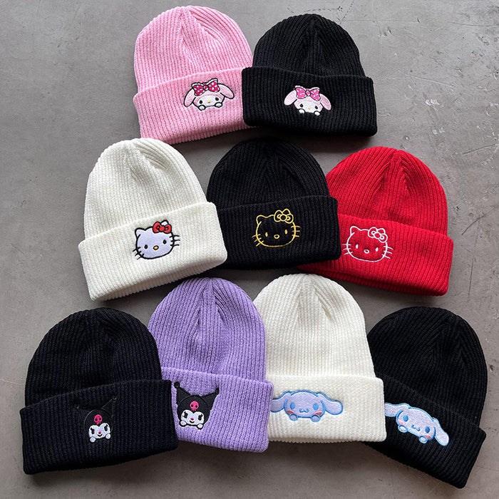 Wholesale Cute Kitten Embroidery Acrylic Knitted Beanie JDC-FH-Kamie009