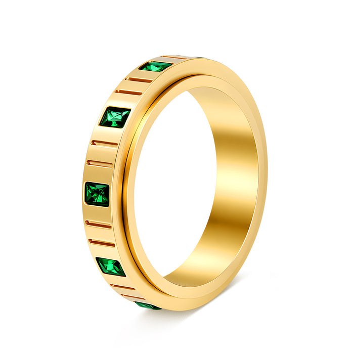 Wholesale Stainless Steel Diamond-Encrusted Ring Set Fashion Jewelry Gift for Women Boutique
