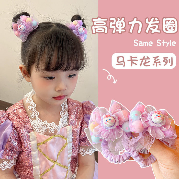Wholesale Cartoon Flower Hair Ties for Girls Cloth Elastic Ponytail Holders Everyday Styling Accessory