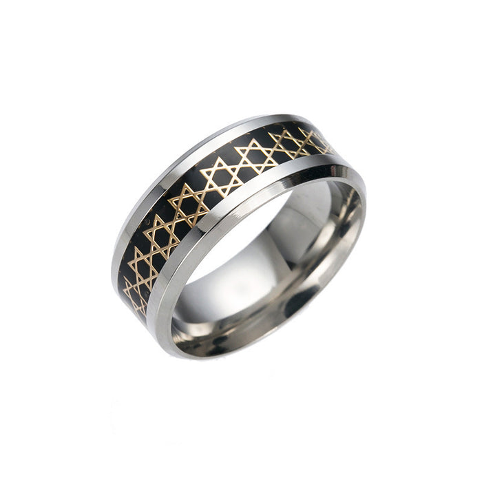 Wholesale Hollow Five-pointed Star Titanium Steel Ring JDC-RS-YuYuan012