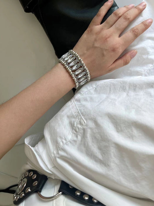 Wholesale Niche Elastic Ancient Silver Rhinestone Bracelet