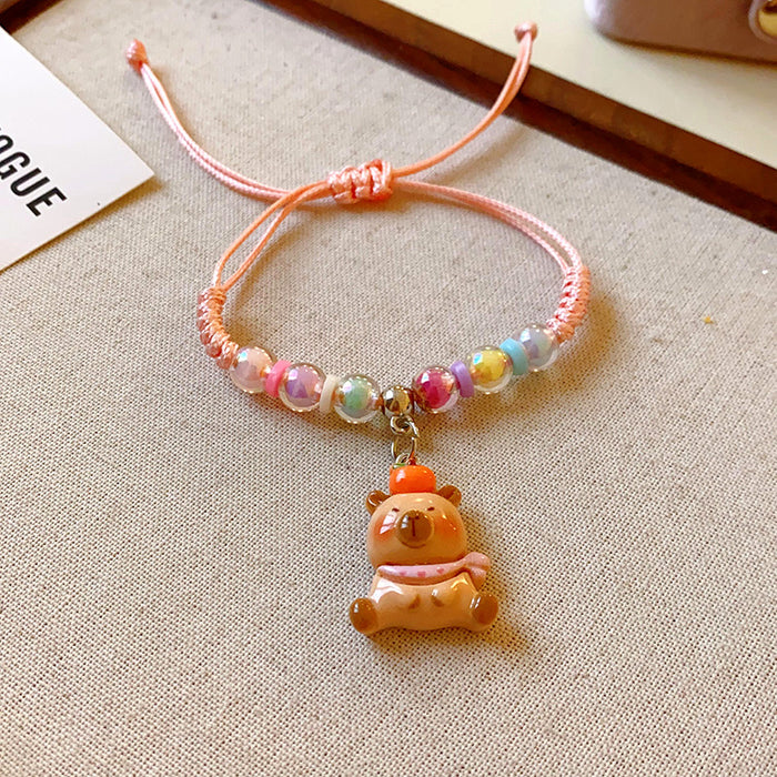 Wholesale Woven bear flower pull bracelet small heart bracelet sweet temperament jewelry
