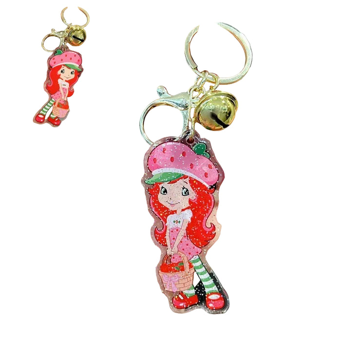 Wholesale 5 PCS Cute pink acrylic keychain with fine shimmer