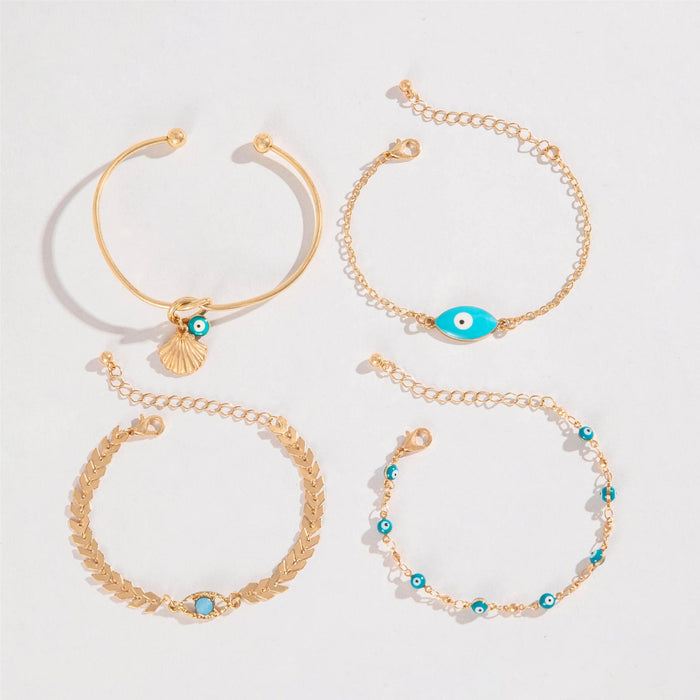 Wholesale Bohemian Style Color Block Devil Eye Alloy Bracelet Set JDC-BT-YongG005