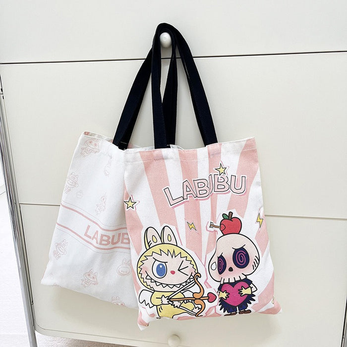 Wholesale Printed canvas bag, cartoon canvas bag, street trend shoulder bag, handbag