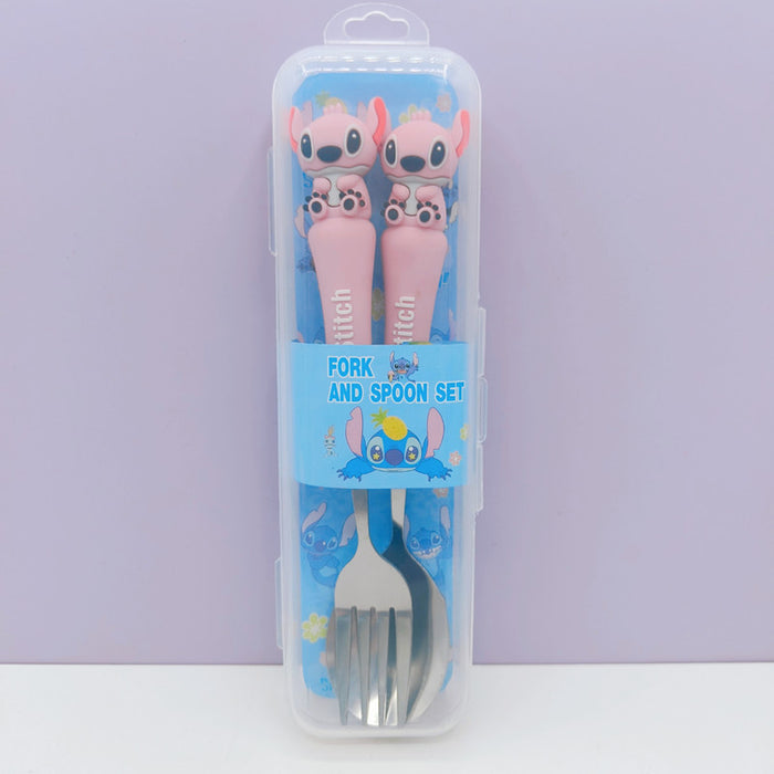 Wholesale Cartoon tableware set stainless steel spoon and fork storage box