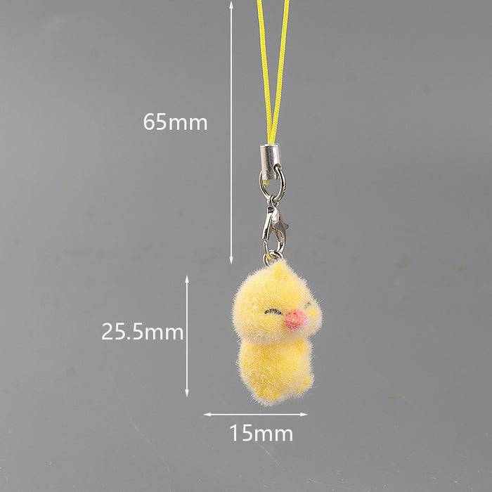 Wholesale 3D Flocked Resin Chick Keychain Charm