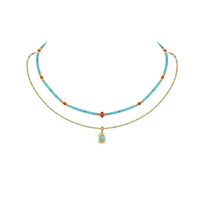 Wholesale Pine stone layered necklace for women's summer collarbone chain