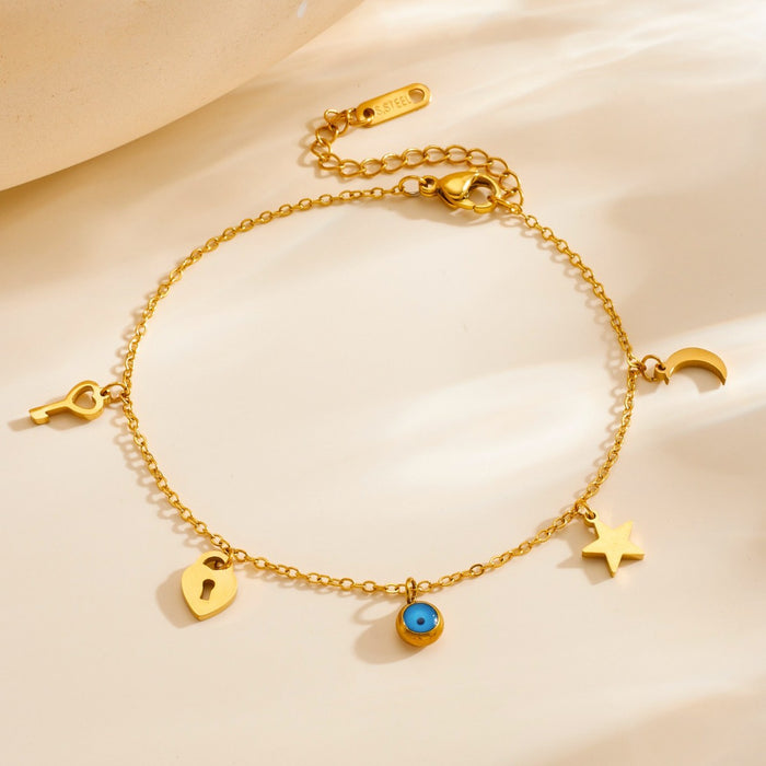 Wholesale Star,  moon,  heart,  four-leaf clover,  stainless steel,  titanium steel anklet for women