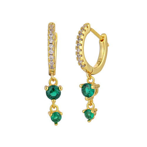 Wholesale Round Zircon Row of Diamond Earrings