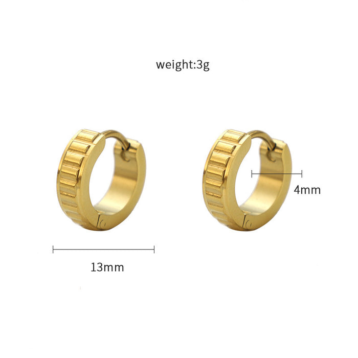 Wholesale Stainless steel striped earrings simple and fashionable earrings