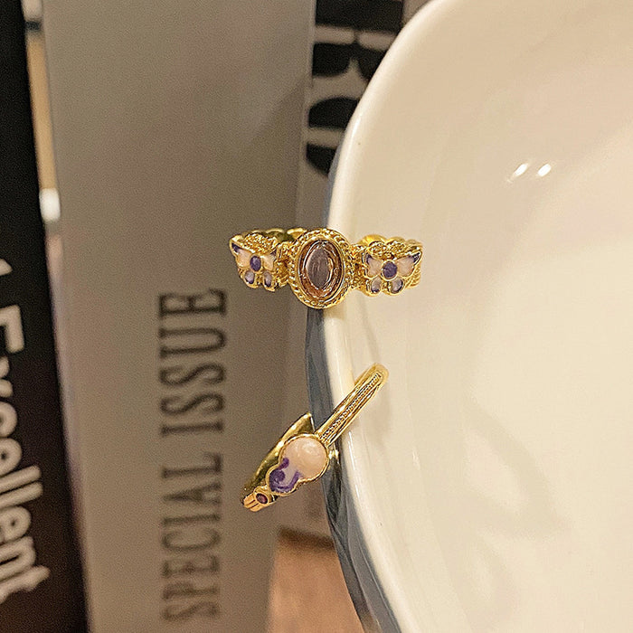 Wholesale Butterfly patterned ring, niche, retro, exquisite, high-end, layered ring