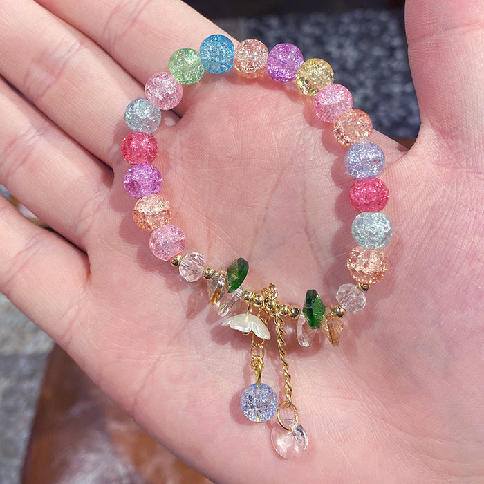 Wholesale Electroplated Glass Glaze Butterfly Ice Crack Bow Beaded Bracelet