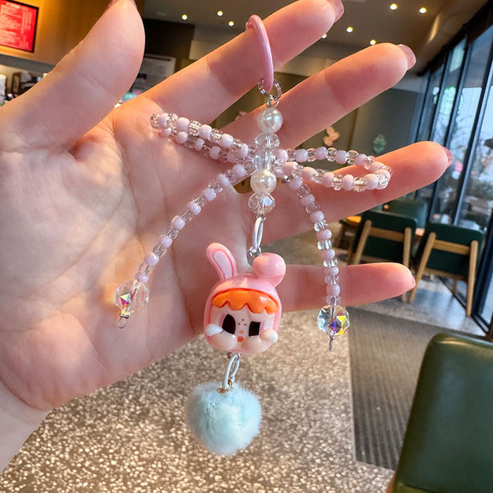 Wholesale Cartoon Doll Bowknot Beaded Keychain