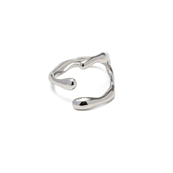 Wholesale Stainless steel women's ring geometric cross texture open ring jewelry