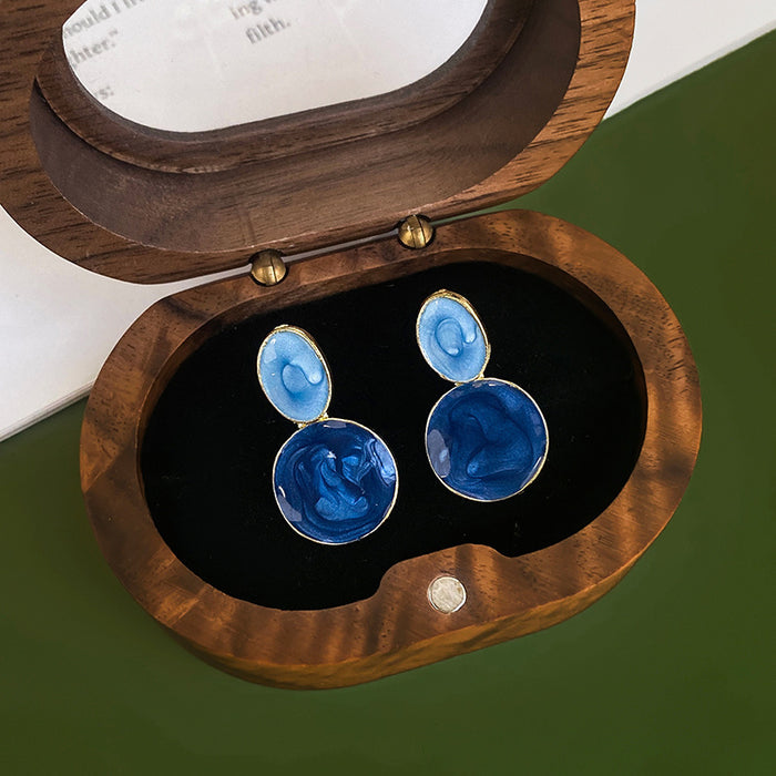 Wholesale Small niche design earrings with high-end and exquisite texture, sea blue earrings