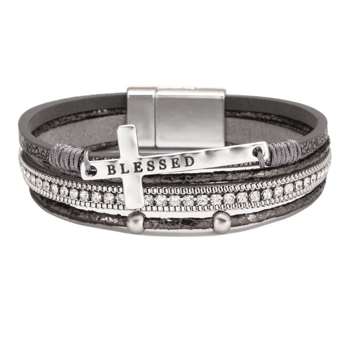 Wholesale Cross PU Leather Bracelet JDC-BT-QN003