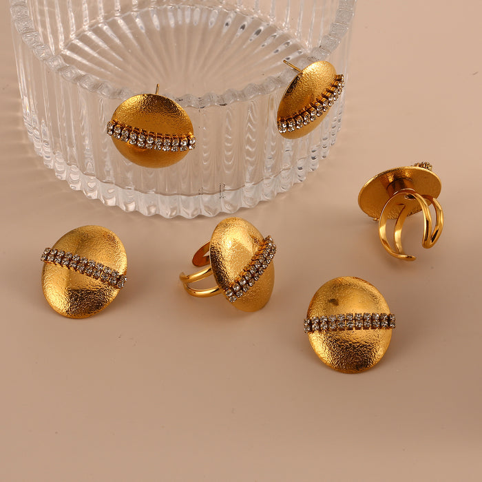 Wholesale Fashionable and high-end stainless steel zircon inlaid earrings with personality and temperament that do not fade, earrings rings with color preservation wholesale