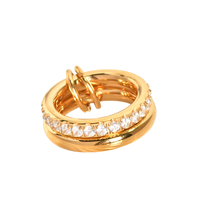 Wholesale Double-layer stainless steel gold-plated diamond zircon ring with elegant niche design
