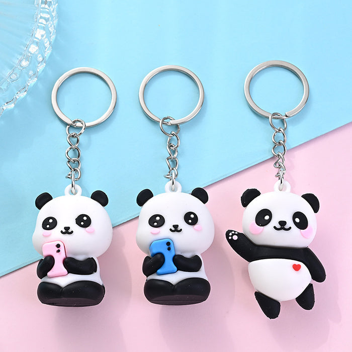 Wholesale Cute Panda Keychain Doll Cartoon Schoolbag Pendant