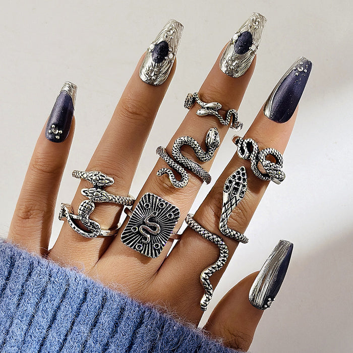Wholesale Dark Heart 9-Piece Ring Set Punk Style Fashion Jewelry Accessory MOQ≥2