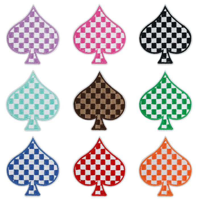Wholesale Checkerboard Spade Embroider Cloth DIY Patches