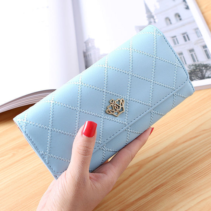 Wholesale Trendy PU Leather Large Capacity Women' s Wallet Clutch Solid Crown Pink Everyday Gift MOQ≥3