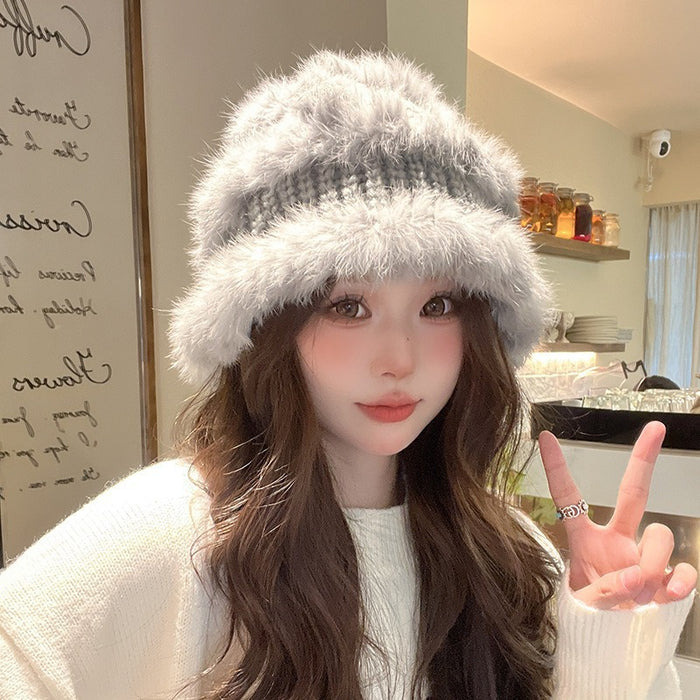 Wholesale Knitted fisherman ear protection, knitted warm woolen hat, plush hat