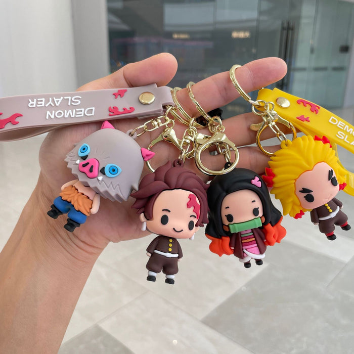 Wholesale Q-version keychain, backpack pendant, soft rubber figurine, car keychain, student gift