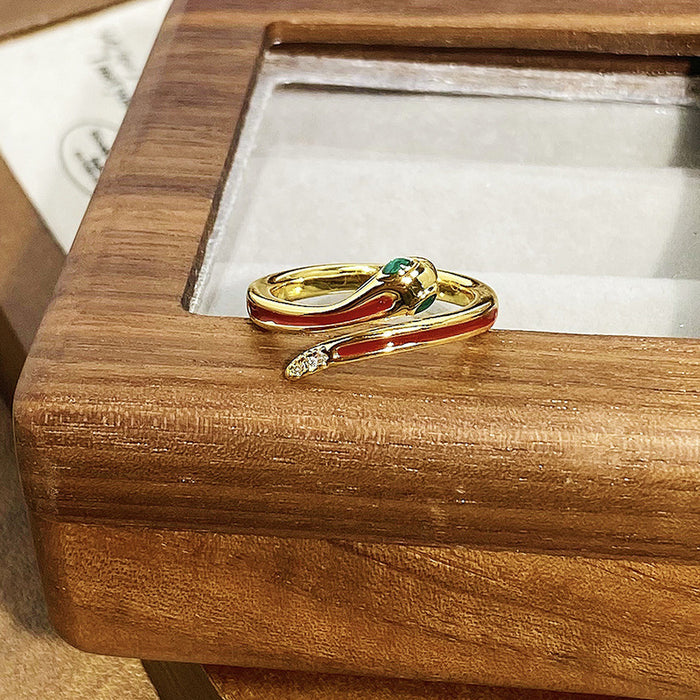 Wholesale Oil-Dropping Enamel Flower Zircon Fairy Open Ring Female Niche Unique Ring