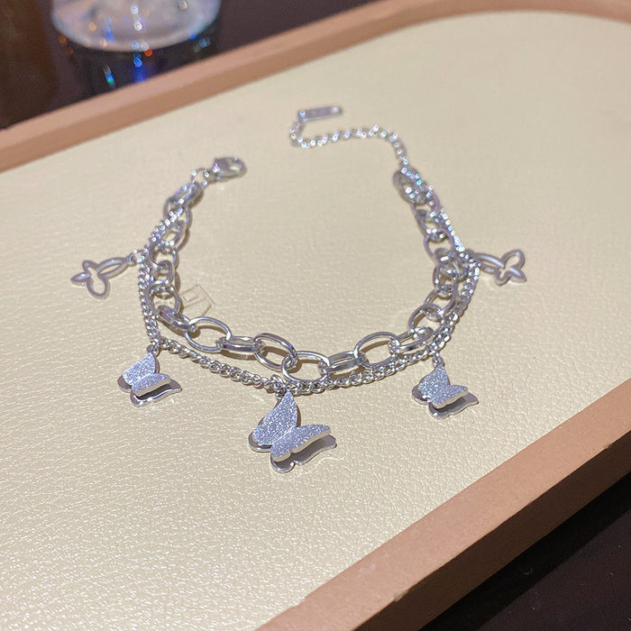 Wholesale stainless steel bracelet double-layer folded to wear