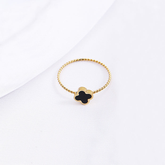 Wholesale Four-leaf Clover Titanium Steel Ring JDC-RS-YXi004