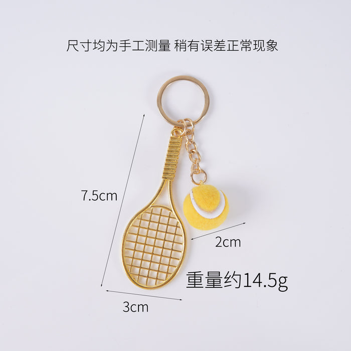 Wholesale Metal Tennis Racket Keychain Pendant Silver Blue Modern Minimalist Fashion Accessory MOQ≥2