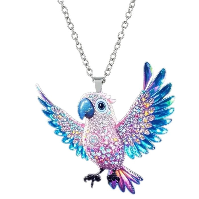 Wholesale Acrylic Colorful Parrot Bird Pendant Necklace with Ball Chain Fashion Jewelry Accessory