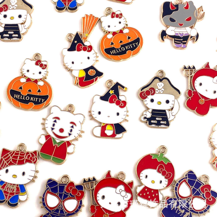 Wholesale 10pcs Cute personality cat cartoon collection alloy oil drop earrings pendant keychain pendant jewelry accessories