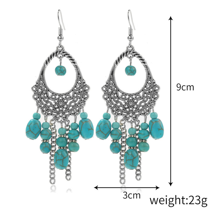 Wholesale Bohemian turquoise earrings with retro and nostalgic style earrings set