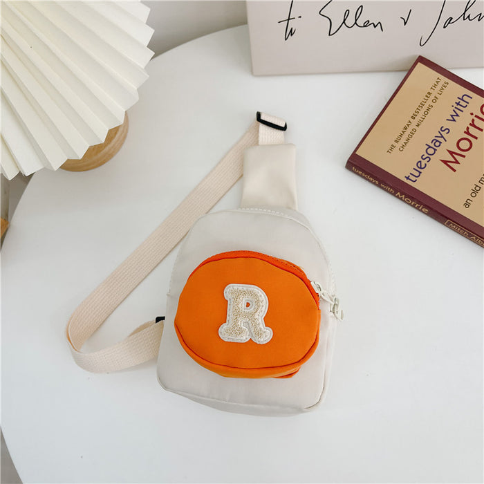 Wholesale Fashion letter crossbody small chest bag, contrasting color coin purse, baby outdoor accessory bag, children's bag