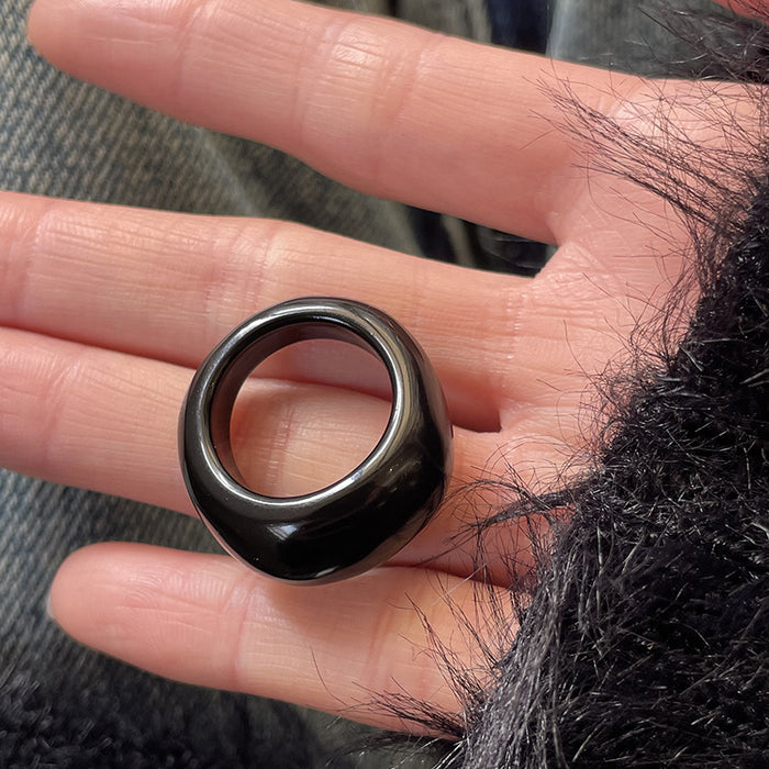 Wholesale Cold style retro open ring with resin layering, niche high-end feeling, simple and versatile index finger ring