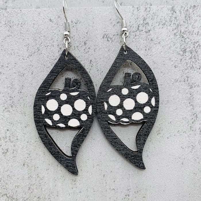 Wholesale  Pumpkin Skull Ghost Earrings  S-Shaped Wooden Earrings  Party Accessories