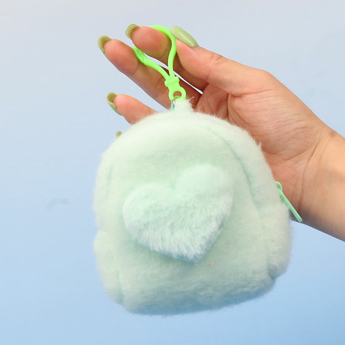 Wholesale Stylish Heart Shaped Plush Pouch For Women Coin Wallet Earphone Case Card Holder Gift Everyday Use