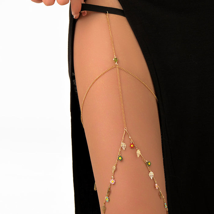 Wholesale Sexy casual pearl leg ring body chain, simple and fashionable tassel thigh chain
