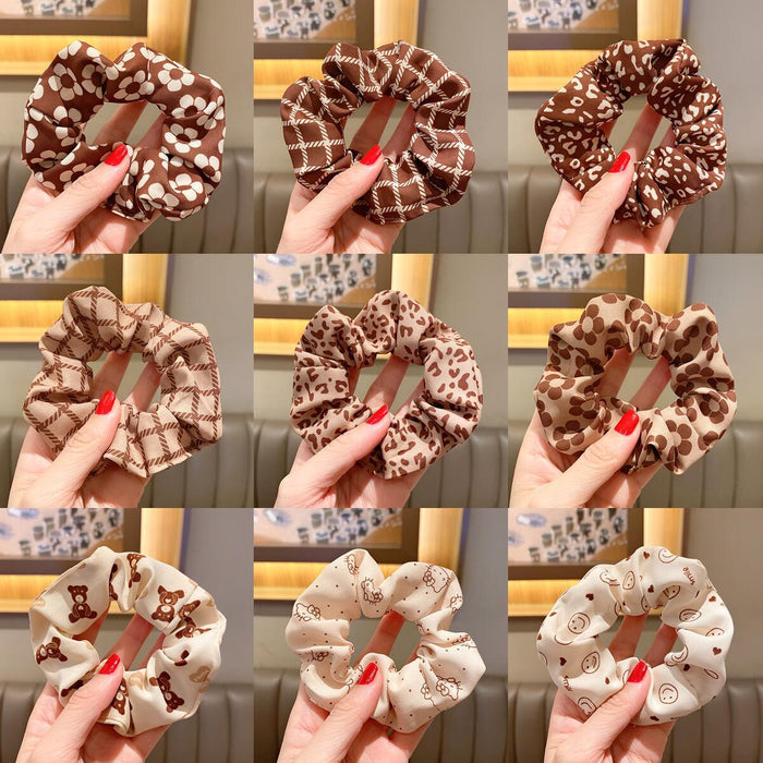 Wholesale Leopard Print Bear Intestine Ring Hair Scrunchies JDC-HS-HuiDi018